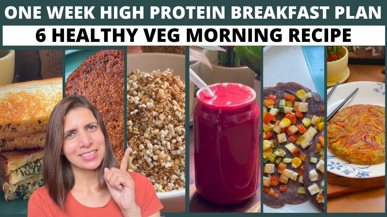 One Week High Protein Indian Breakfast Meal Plan | 6 Healthy Easy Veg Recipes for Weight loss