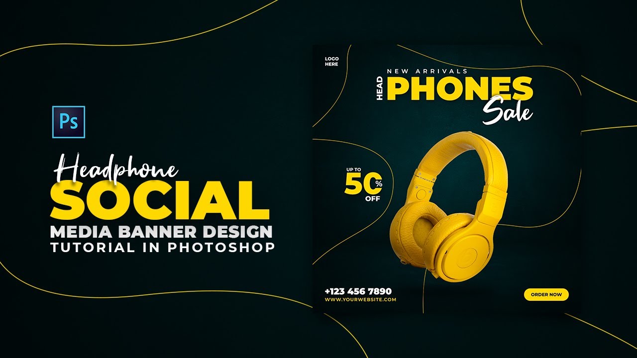 How to Design Headphone Social Media Banner | Adobe Photoshop Tutorial | Speed Art | Grafix Mentor