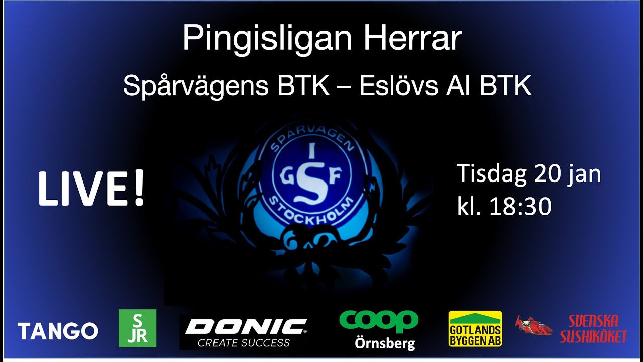 LIVE | Spårvägens BTK - Eslöv | Bord 1 & 2 | Pingisligan Herrar 2025-2026 | Omgång 10