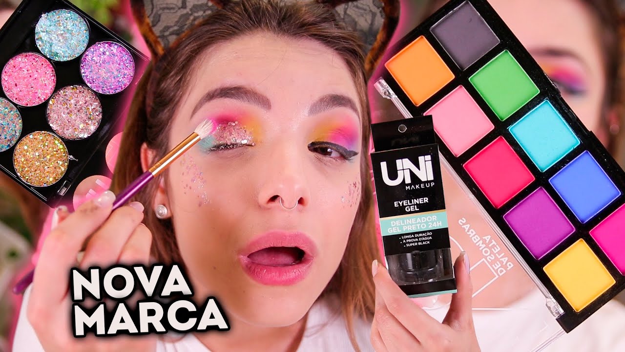 TESTEI MAKES da *UNI MAKEUP* a NOVA MARCA BARATINHA da 25 DE MARÇO! Parte 1