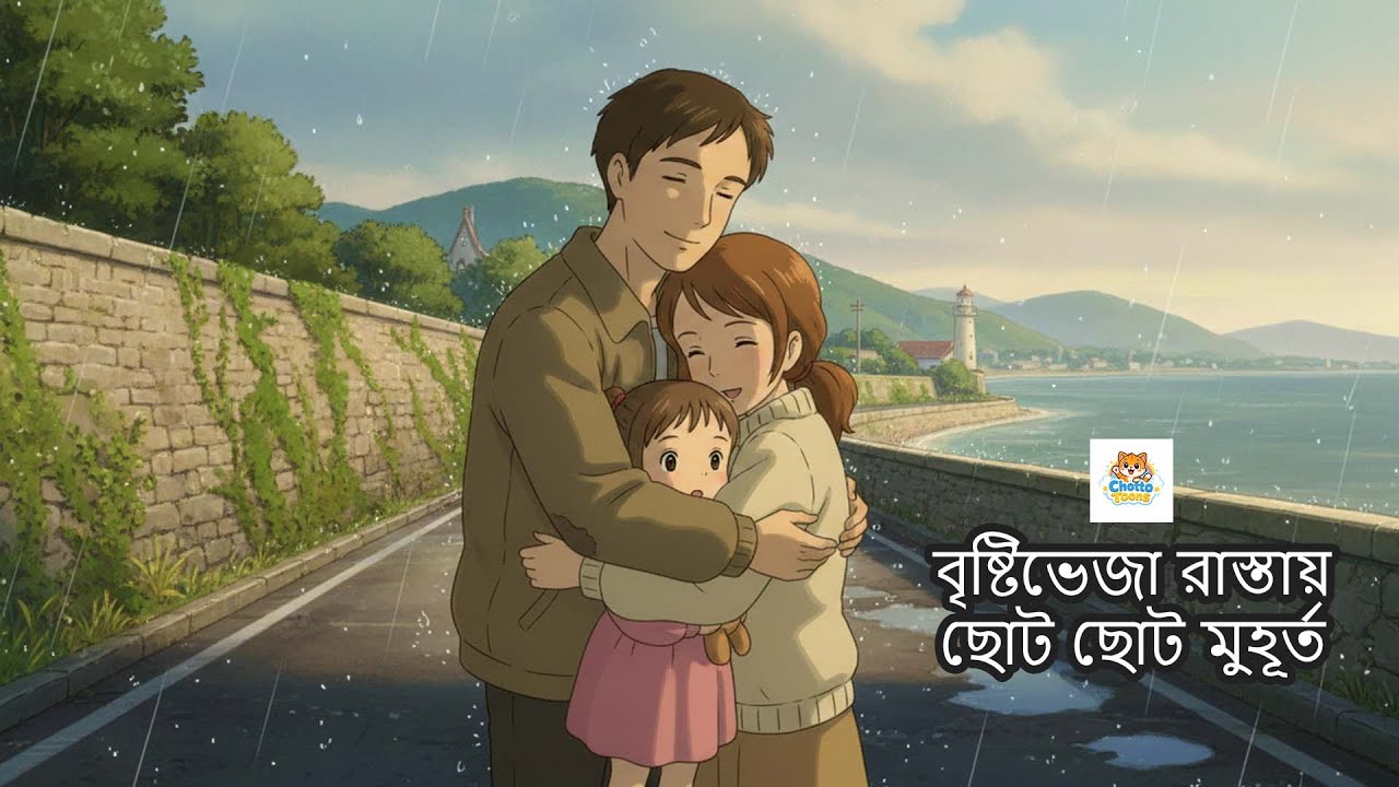 বৃষ্টিভেজা রাস্তায় ছোট ছোট মুহূর্ত#GhibliStyle #BengaliFamilyCartoon #KidsAnimation #CozyStory