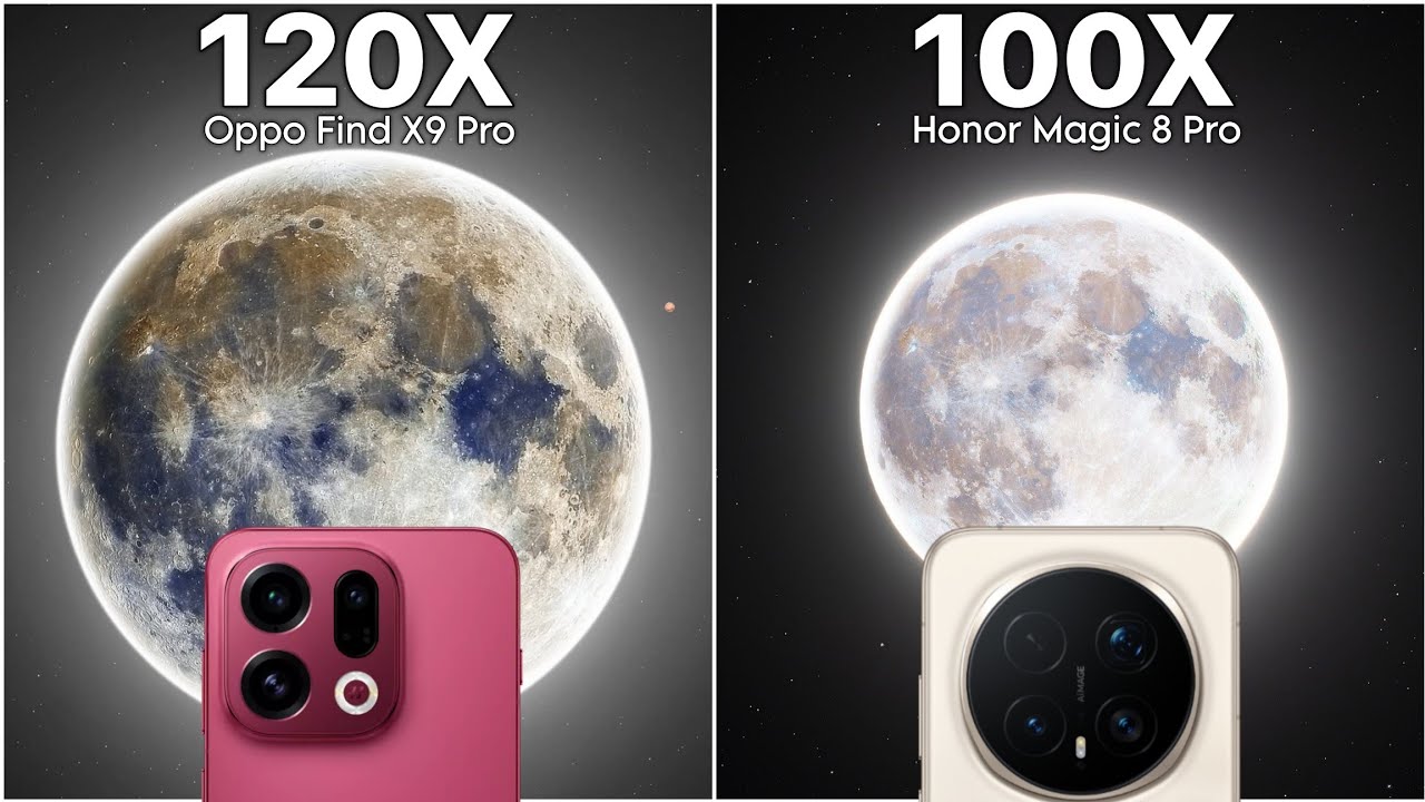 Сравнение тестов Live Zoom между Oppo Find X9 Pro и Honor Magic 8 Pro