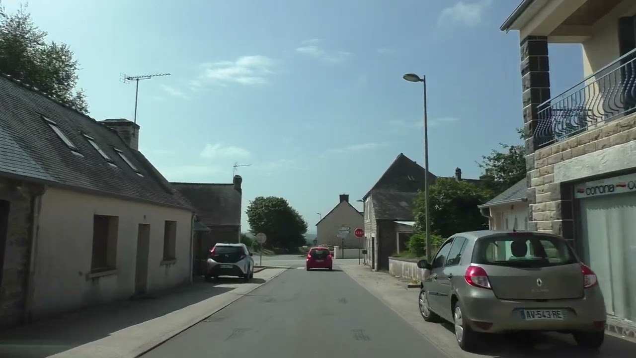 Driving From 22160 Le Croissant To 22110 Pempoul Éven, Rostrenen, Côtes d'Armor, Brittany, France
