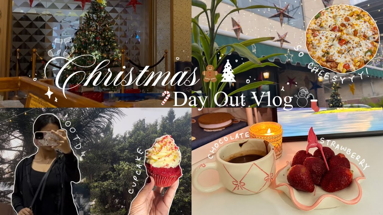 Mini Christmas day out vlog🎄✨|Indian vlog,cupcakes,chocolate strawberry,movie,café,breakfast & more|