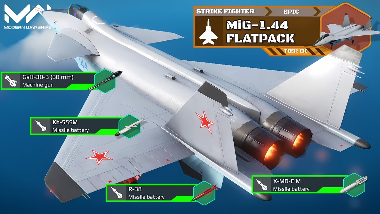 New VIP BP Strike Fighter! MiG-1.44 Flatpack Review and Gameplay! | Modern Warships Alpha Test