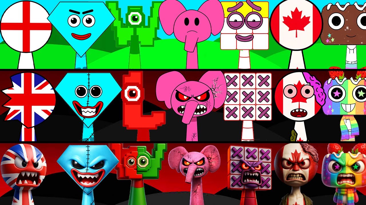 New Incredibox Sprunki OC Phase 1 to Phase 3 Diamond, Thirteen, Y Alphabet, Triangle Save The Shapes