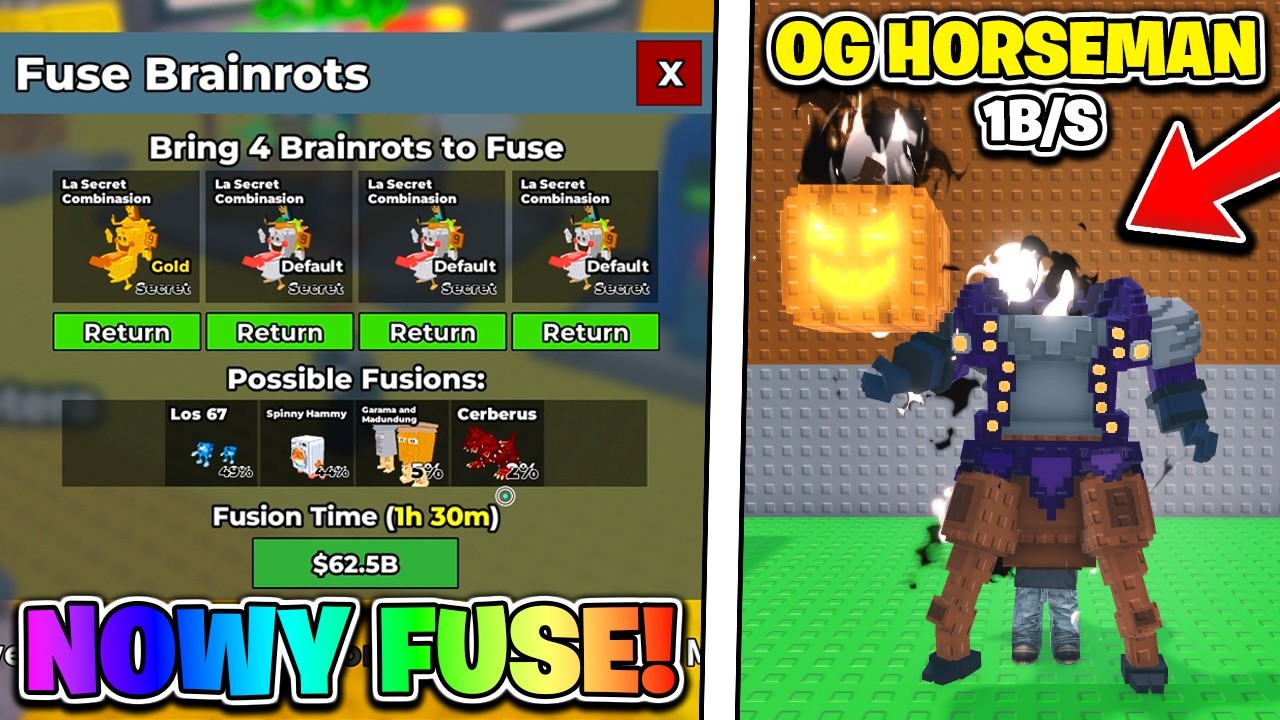 NOWE SECRETY W FUSE MASZYNIE I OG HEADLESS HORSEMAN W STEAL A BRAINROT! Roblox