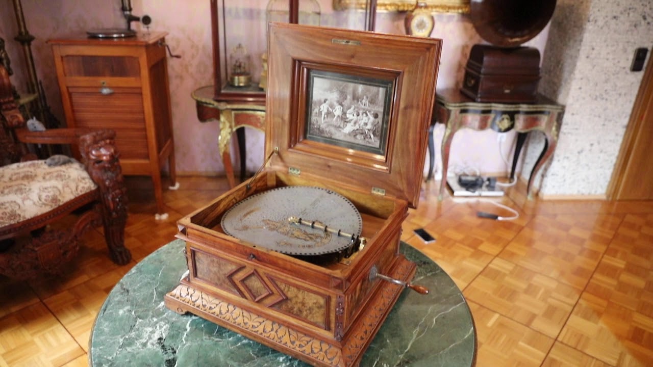 orig. Polyphon Blechplatten Spieluhr Spieldose disc musical box+ 10 x 39.5cm Pl.