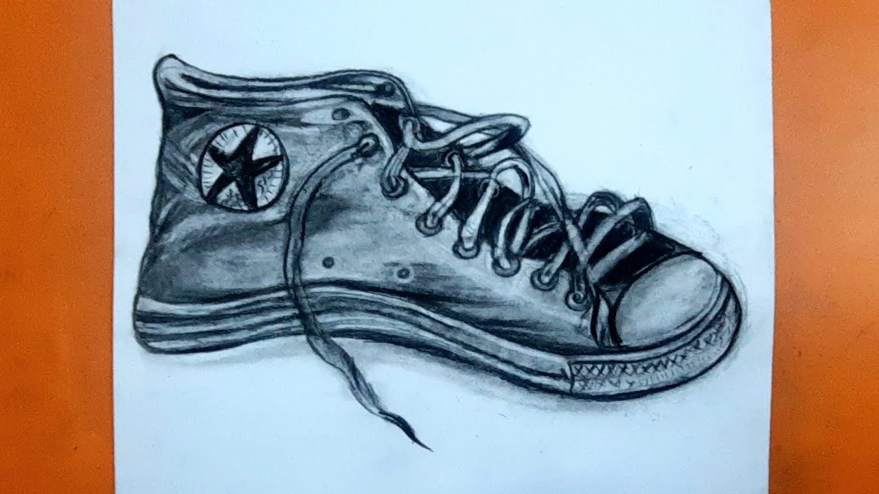 Learn how to draw जूता shoe with charcoal pencil #trending #charcoaldrawing #drawingideas #stillife 