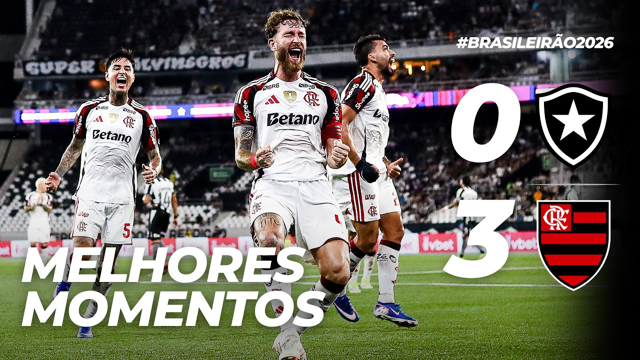 BOTAFOGO 0 X 3 FLAMENGO | MELHORES MOMENTOS | BRASILEIRÃO (14/03/26)