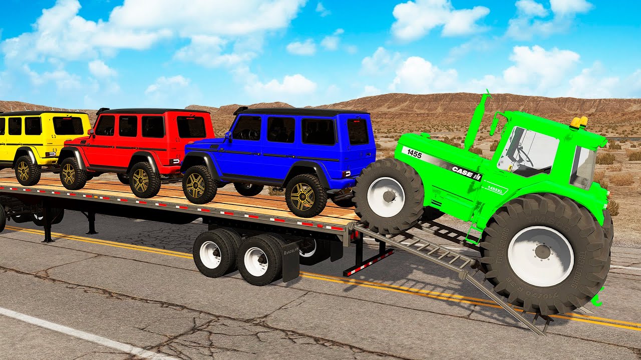 Flatbed Truck Mcqueen | Transportation with Truck - Pothole vs Car #308 - BeamNG.Drive