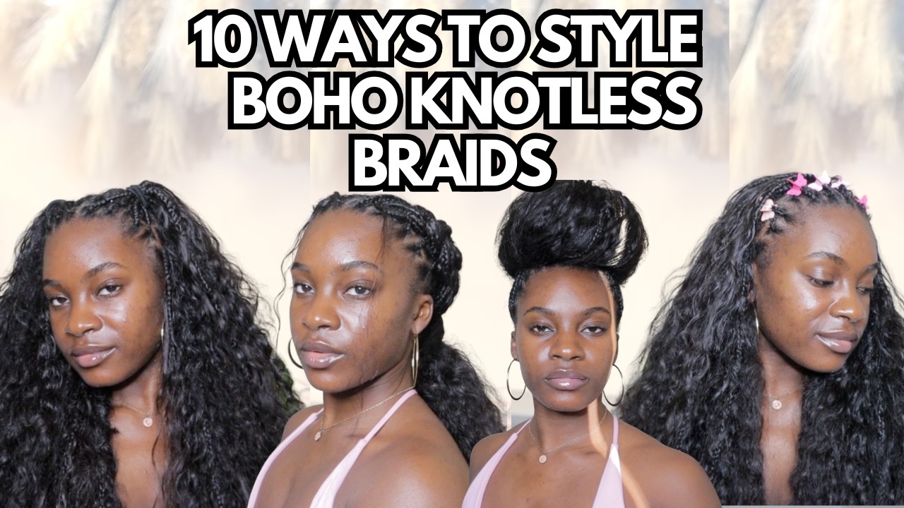 10 WAYS TO STYLE YOUR BOHO KNOTLESS BRAIDS | BUNDLESBYKIMSLIFEVLOG.COM RAW INDIAN DEEP CURLY HAIR