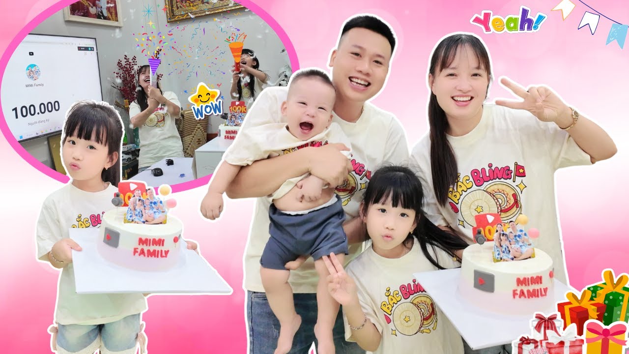 Nửa Đêm Bố Hoàng Nằm Mơ, Mẹ Huế Thương Quá Chơi Lớn Làm Tiệc Ăn Mừng 100k Subscribe Cùng MiMi, MiLo