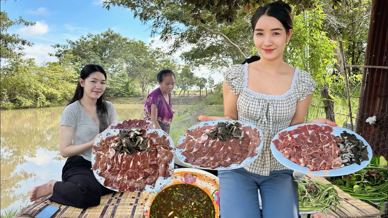 จัดของแช่บ ถูกใจแม่หวาคัก เนื้อ และ ตับสด แจ่วเพี้ยขมๆ🇱🇦