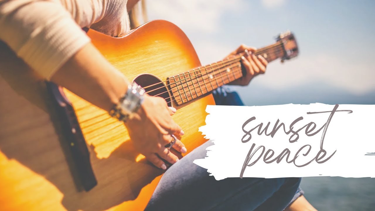 Sunset Peace Sundown Strings: Acoustic Guitar & Lo-Fi Chill at the Beach - Unwind After a Long Day