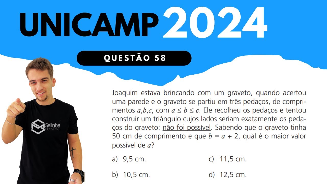 UNICAMP 2024 - JOAQUIM ESTAVA BRINCANDO COM UM GRAVETO, QUANDO ACERTOU UMA PAREDE E O GRAVETO SE
