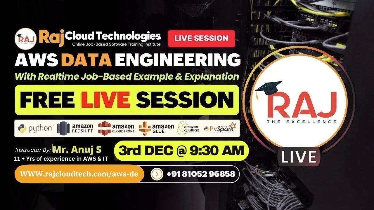 AWS Data Engineering(Python) Batch-2 session-1 Mrng | By Anuj 11+ years Exp | Raj Cloud Technologies