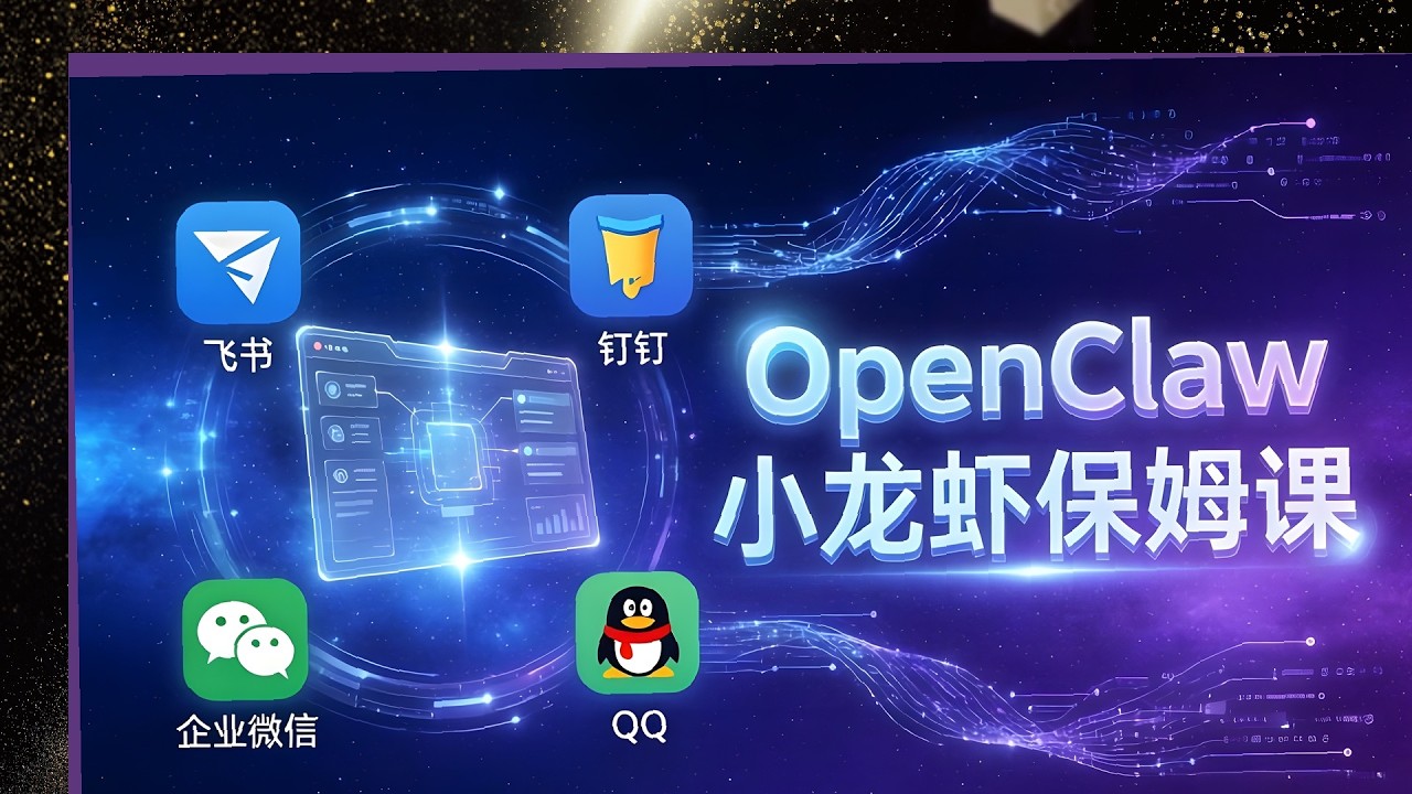 OpenClaw小龙虾保姆课，Win+Mac+Linux+Docker全系统安装，飞书钉钉企业微信QQ全接入