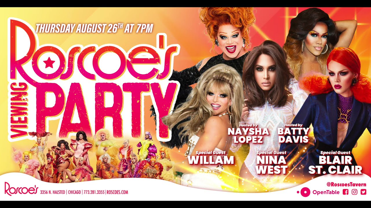 Blair St. Clair, Willam & Nina West: Roscoe's RPDR Viewing Party with Batty Davis & Naysha Lopez
