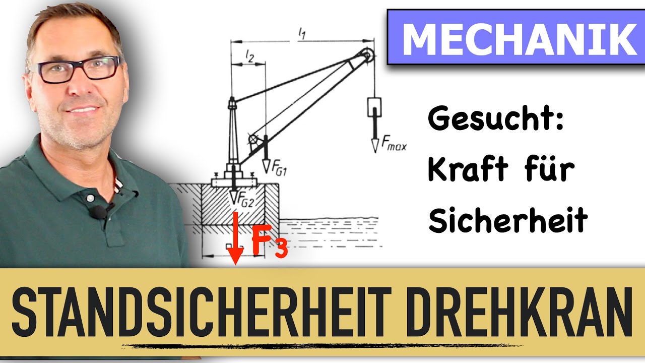 Standsicherheit eines Baudrehkranes berechnen | Berechnungsbeispiel Standsicherheit | Kippmoment
