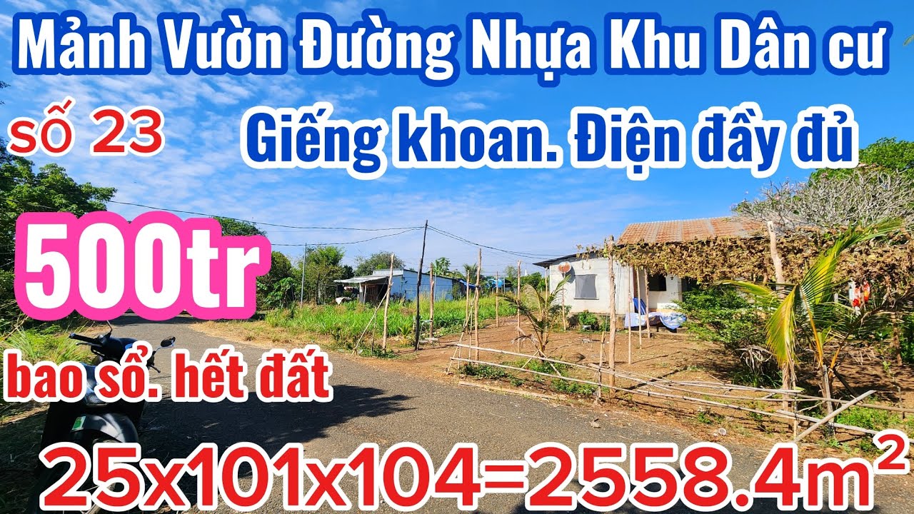 Chủ  hạ xuống còn 450tr ạ Mảnh Vườn Trái cây Mặt tiền nhựa Khu dân cư Giếng Đào