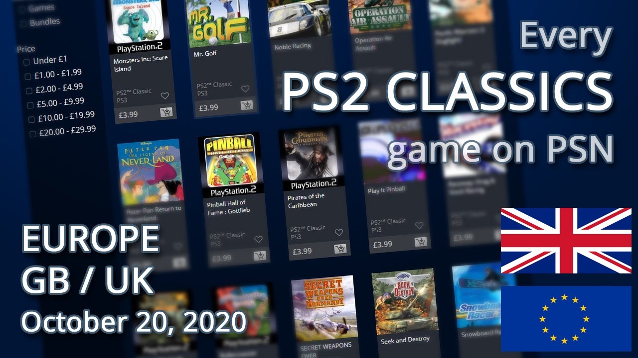 Every PS2 CLASSICS game on the PlayStation Store (EU)