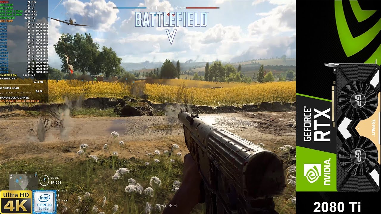 Battlefield V Max Settings , DXR Ray Tracing Ultra , DLSS Update 4K | RTX 2080 Ti | i9 9900K 5GHz