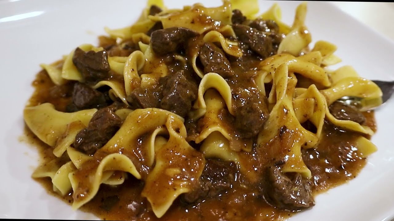 Tender Beef Tips & Gravy w/ Egg Noodles Quick & Easy | Step by Step Recipe