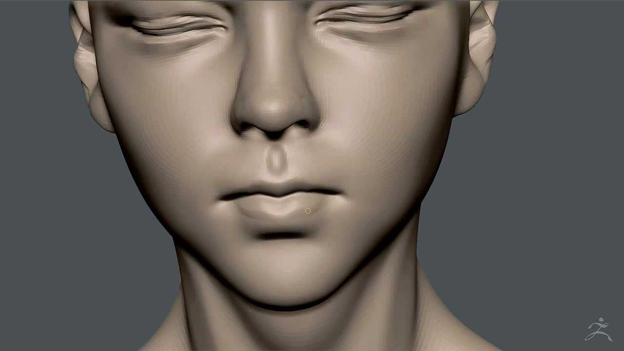 Zbrush Sculpting - Girl with eyes closed 01