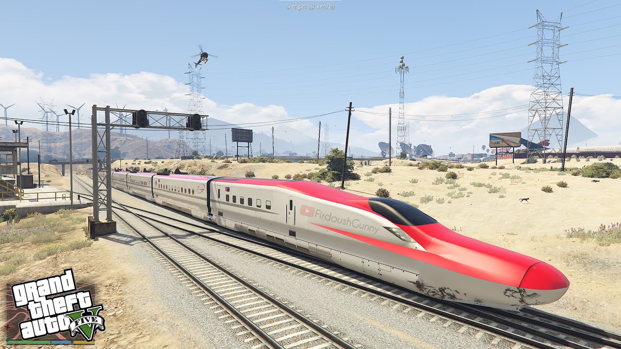 E6 Shinkansen Train at 300 KM/h speed on roads & Highways - GTA V