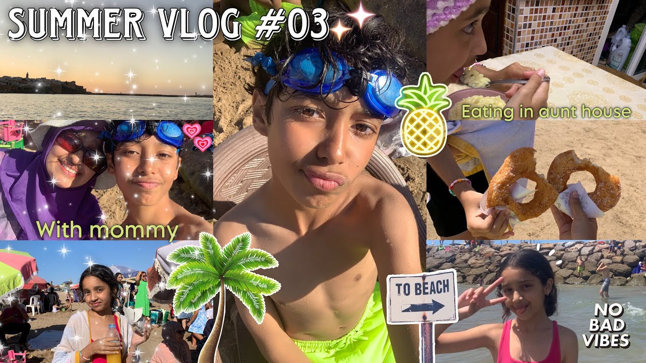 SUMMER VLOG #03 ☕️🌊⛱️|واخيرا مشينا للبحر فهاد الصيف و عامت معنا ماما 😍+ كنت غنغرق بسبب ماما🥲للاسف