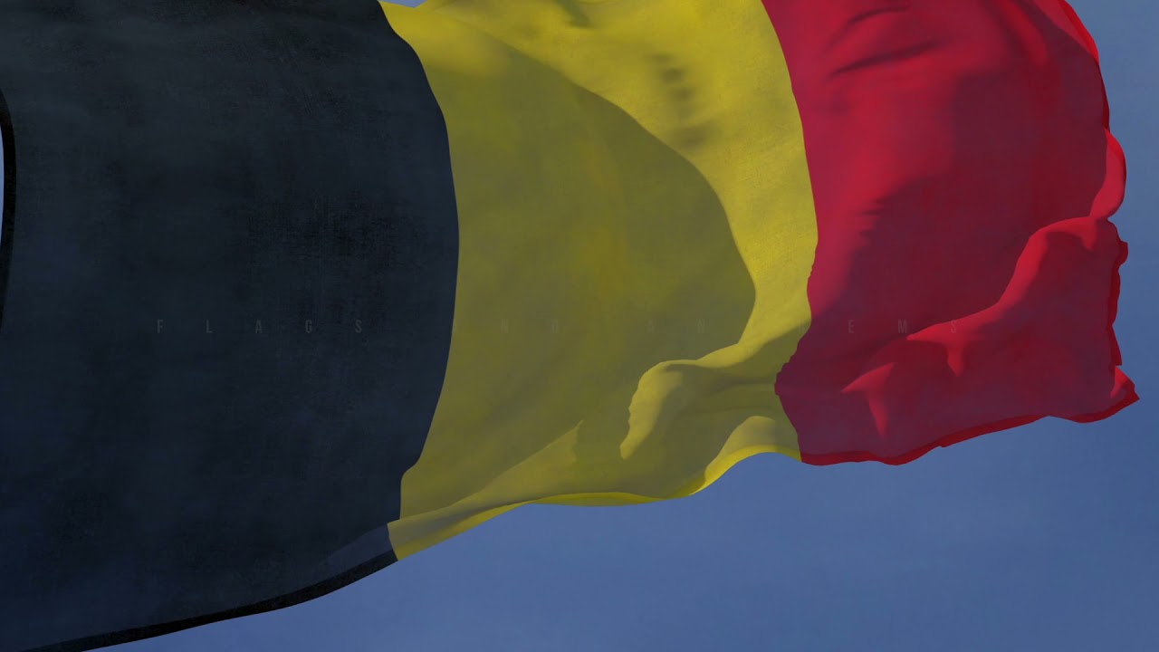 Waving flag and National Anthem of Belgium
