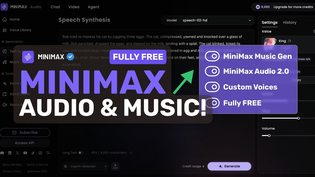 MiniMax Audio 2 & Music (Upgraded) : This FULLY FREE Audio-Gen & Music-Gen is STATE OF THE ART!