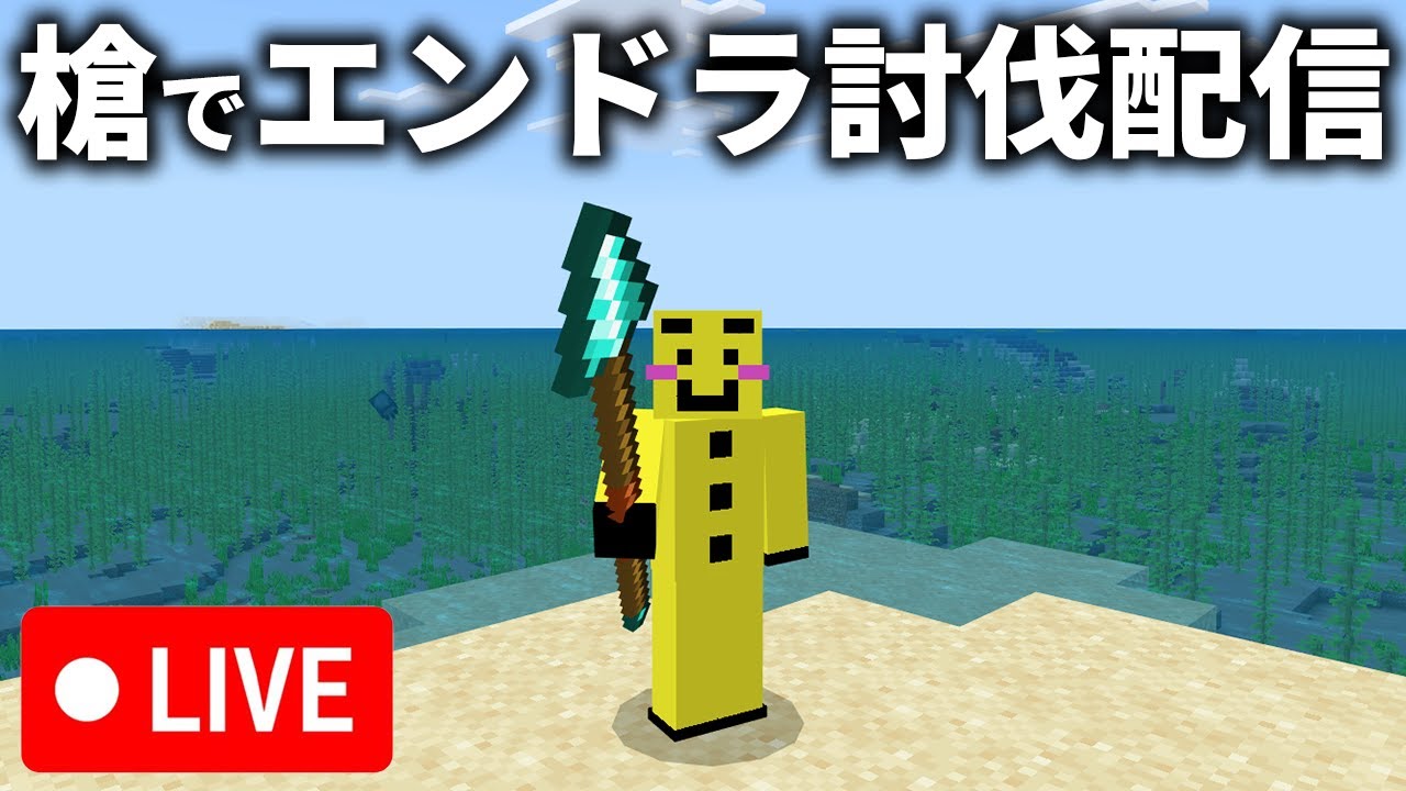 🔴【マイクラ】アプデで追加された槍だけでエンドラ討伐を目指していく【ウドンクラフト】