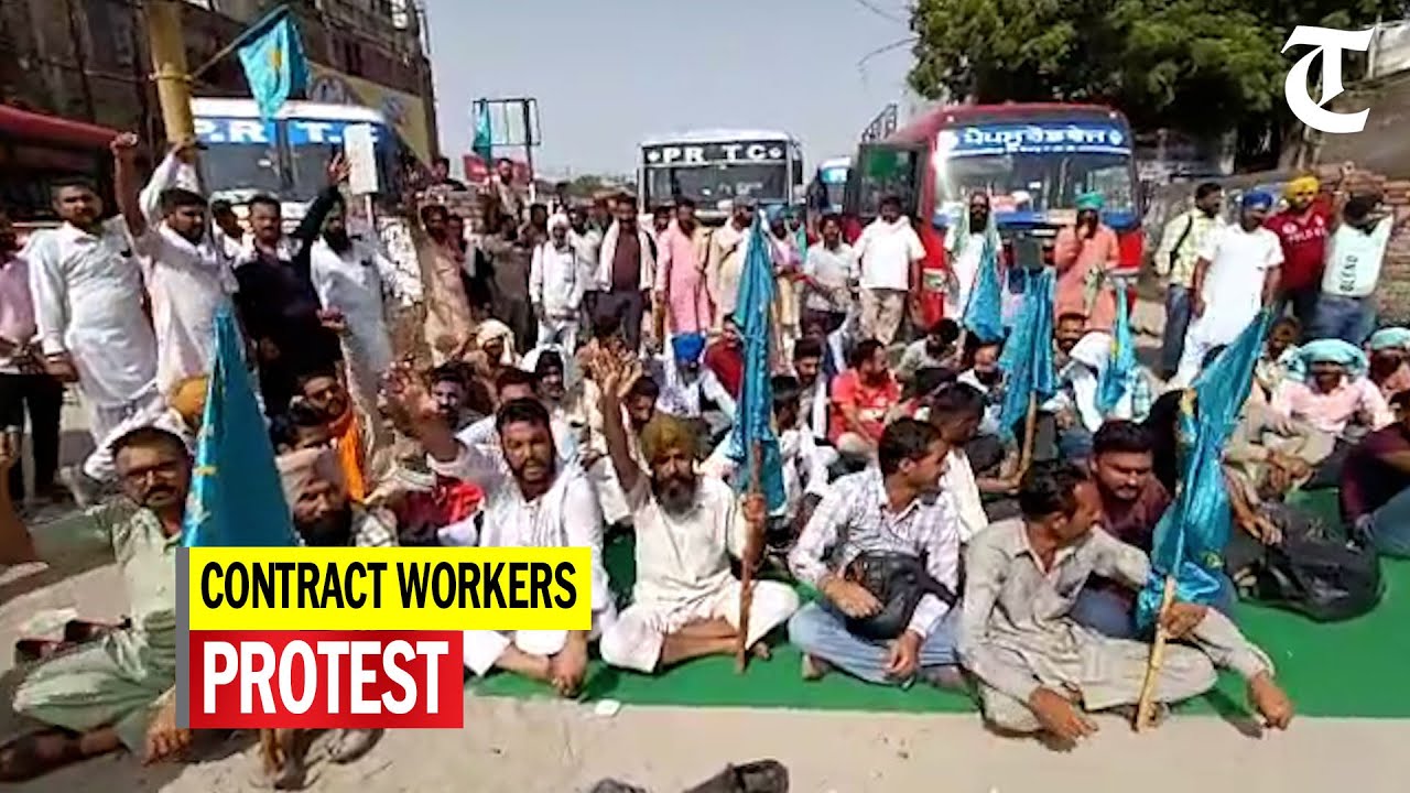 Bathinda: Non-permanent PRTC, Punbus employees lay siege to Bathinda bus stand