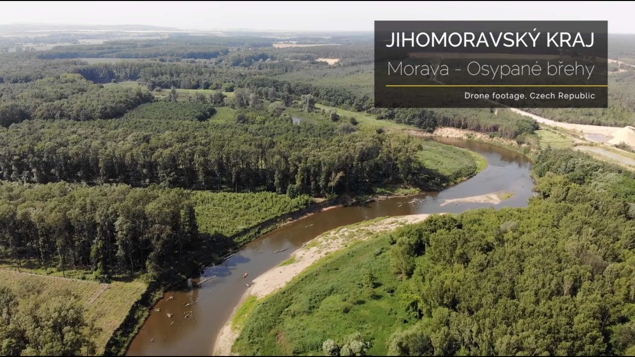 Drone | Czech Republic, Jihomoravský kraj, Osypané břehy řeky Moravy