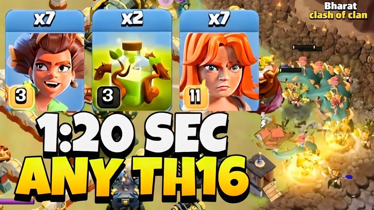 TH16 Root Rider Valkyrie Attack Strategy !!Best TH16 Attack Strategy (Clash of Clans)
