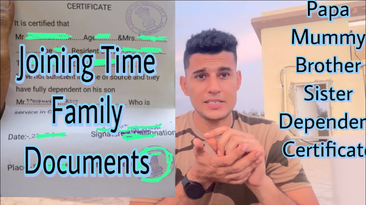 Joining Time Mummy papa Family documents dependent Certificate #sscgd #bsf #crpf #itbp #ssb #cisf