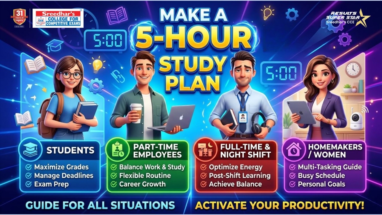 📚Make a Powerful 5-Hour Study Plan Every Day  Perfect Strategy 📈for Aspirants  | Sreedhar's CCE
