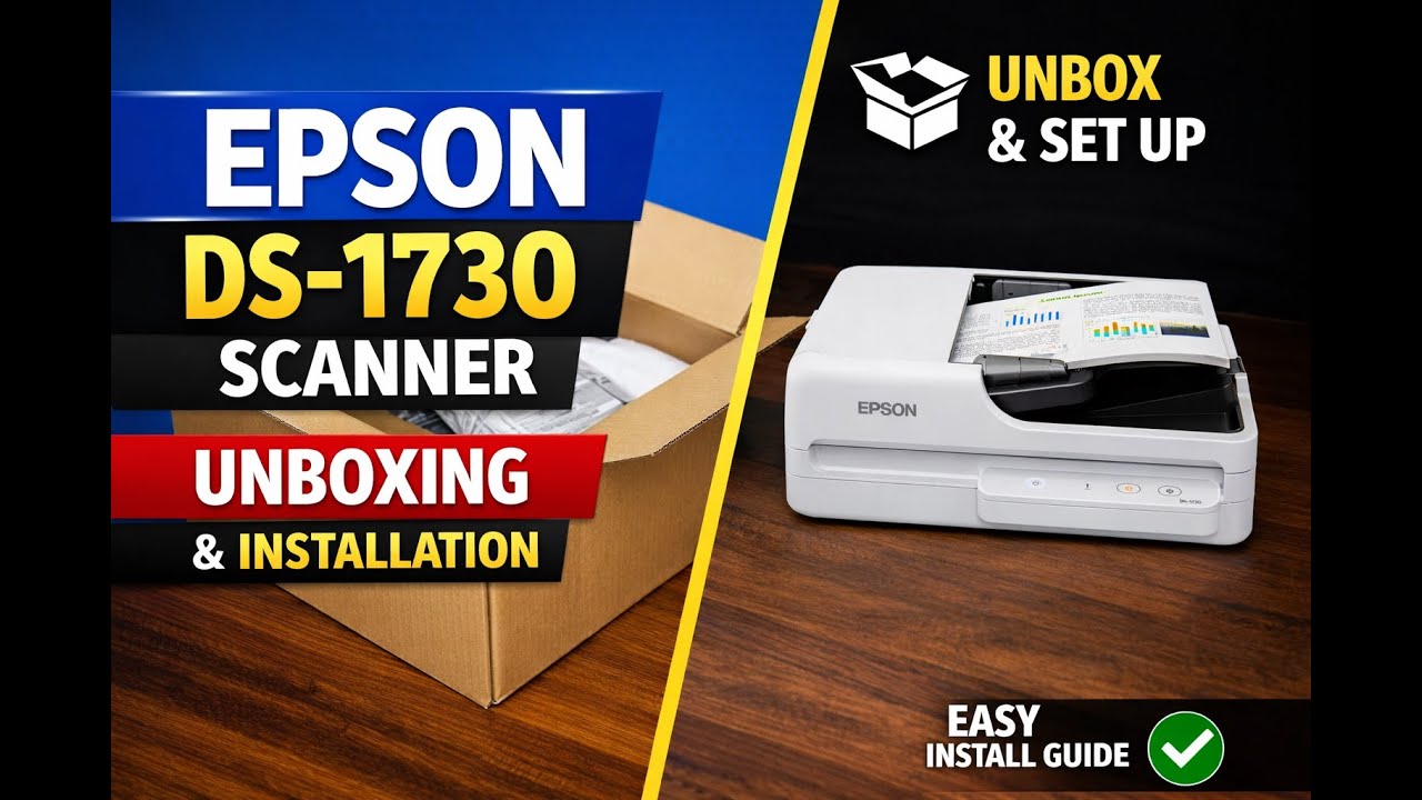 Распаковка и установка драйверов для сканера документов Epson DS-1730.