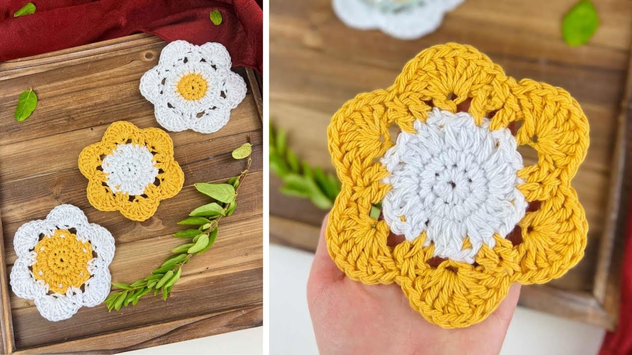 CROCHET FLOWER COASTER PATTERN // How to Crochet a Flower Coaster for Beginners