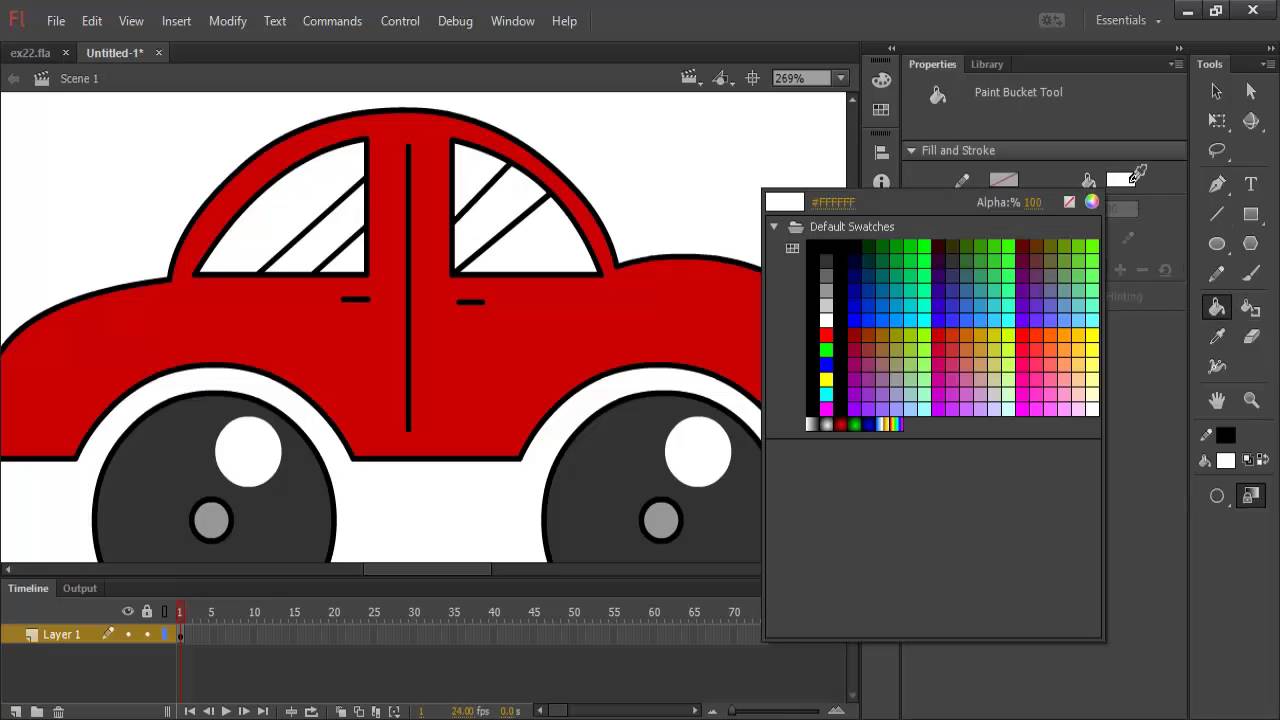 شرح رسم وتحريك سيارة باستخدام برنامج فلاش Flash cc