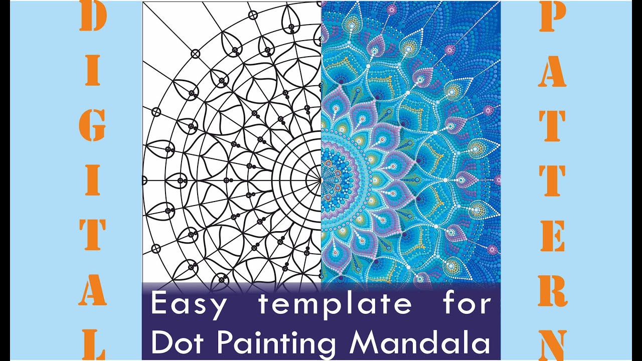 Dot painting mandala 70х70 cm. Template with sizes and design. Step by step