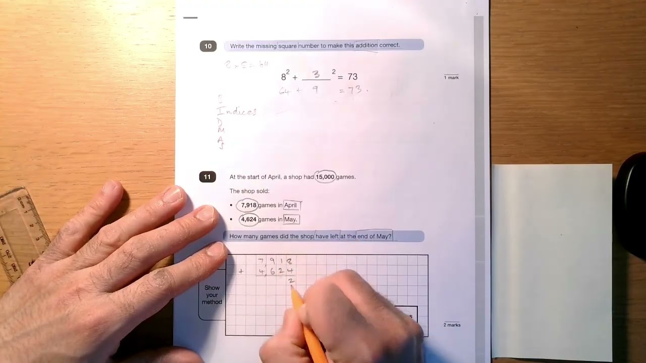 2023 Key Stage 2 Mathematics Paper 3 Questions 10 and 11