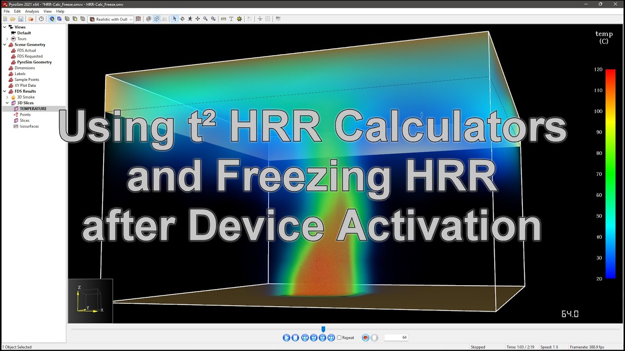 PyroSim - FDS, t² (t-square) Heat Release Rate Calculators and Freezing HRR after Device Activation