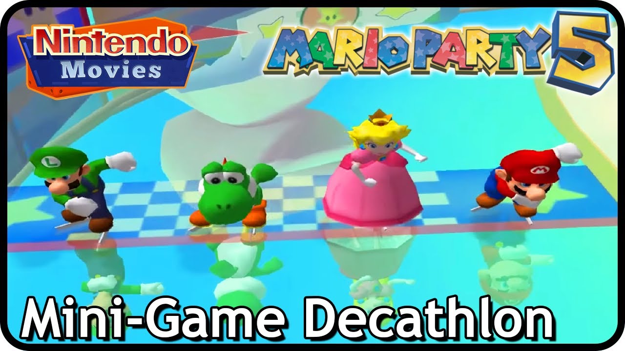 Mario Party 5 - Mini-Game Decathlon (4 Players, Mario vs Yoshi vs Peach vs Luigi)