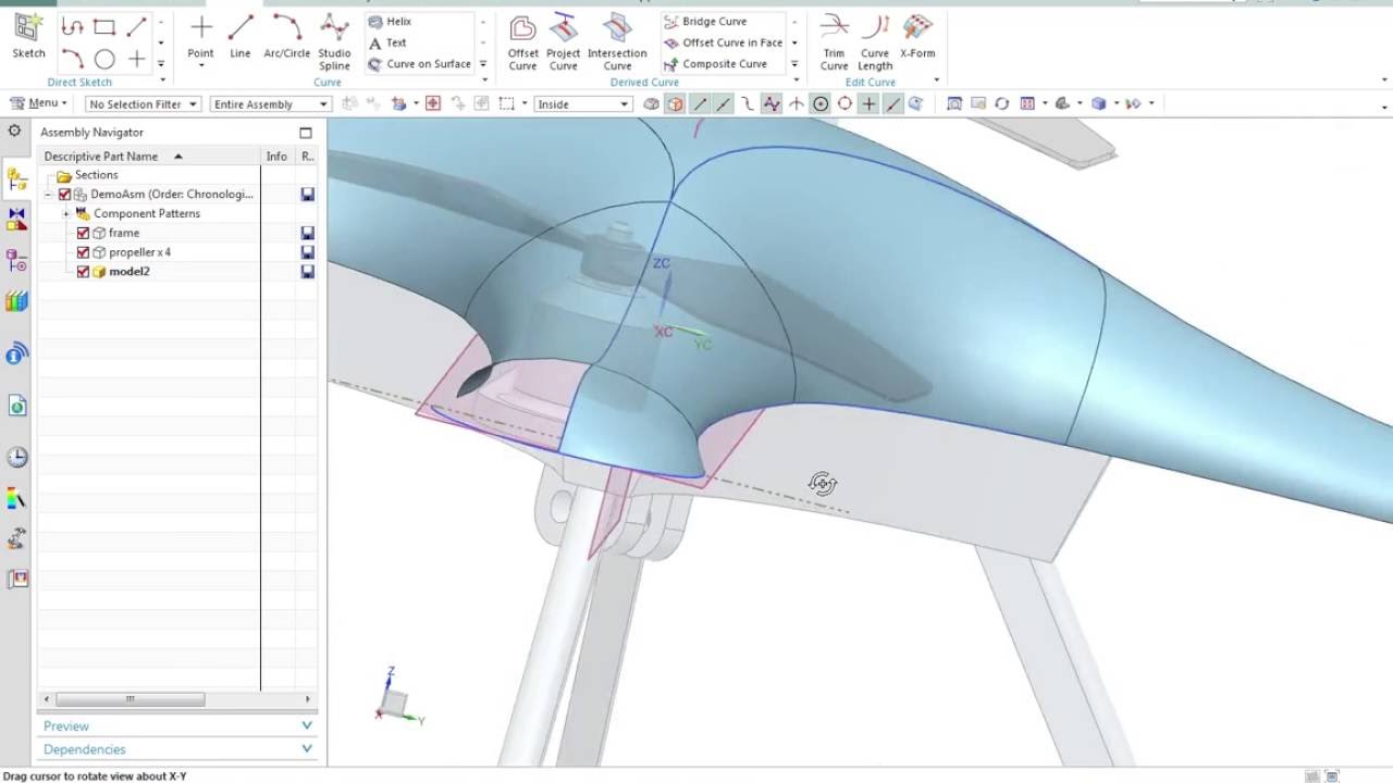 NX 10 Surface Modeling of a Drone