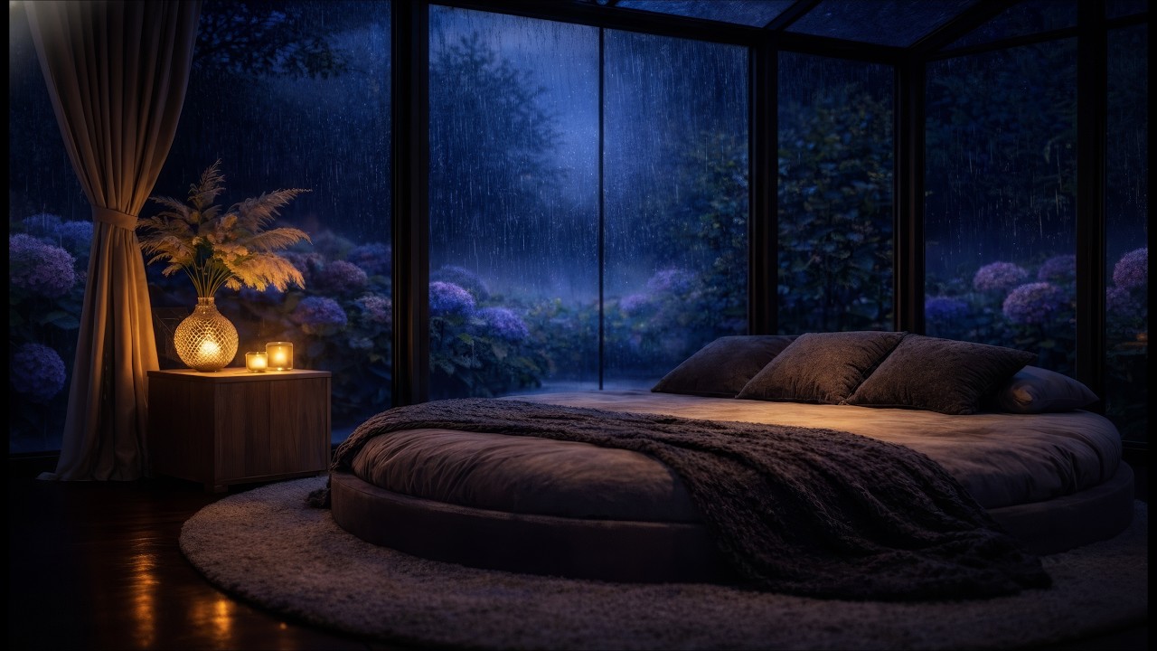 Heavy Rain Sounds for Deep Sleep 🌧️ Dark Night Rain Ambience