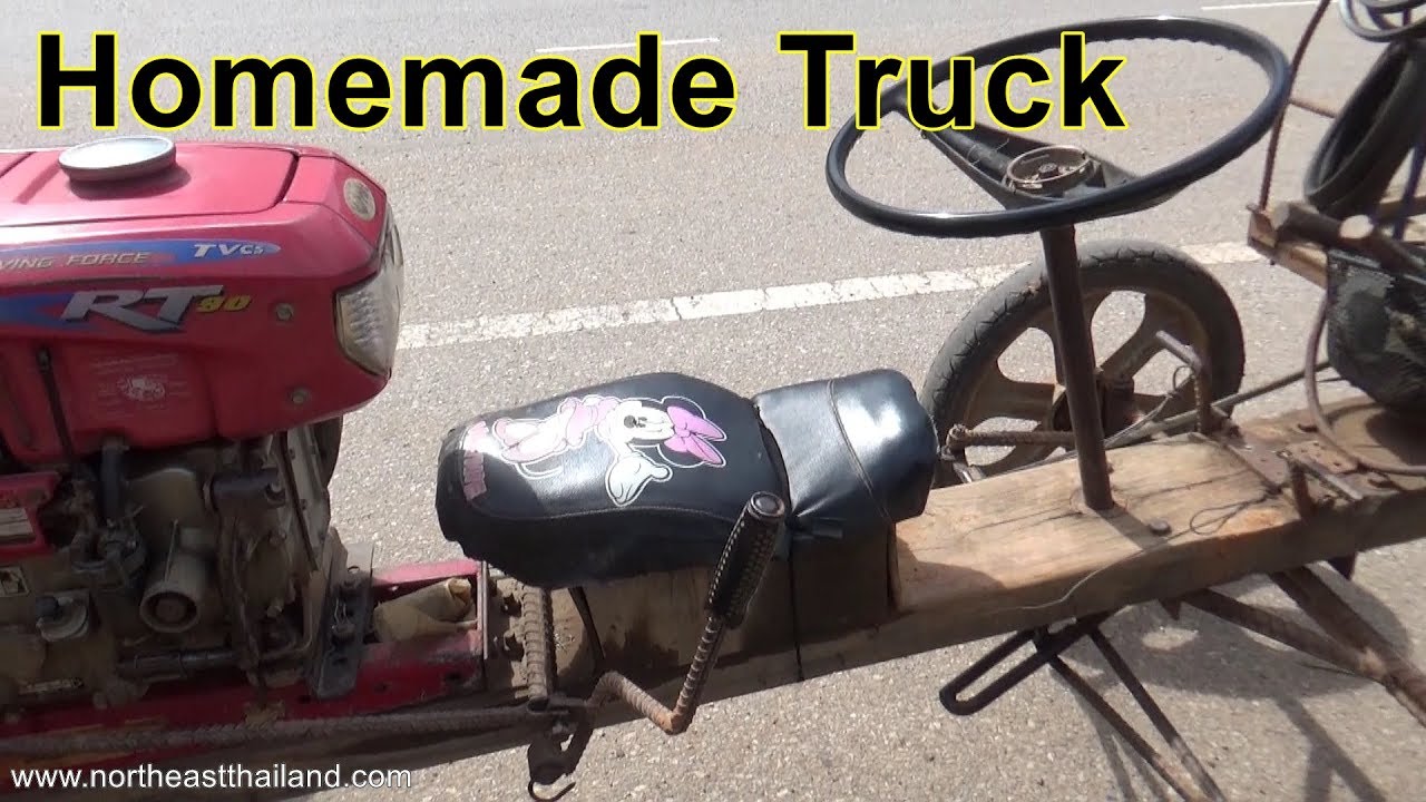 Homemade truck, made with tractor and motorbike parts.