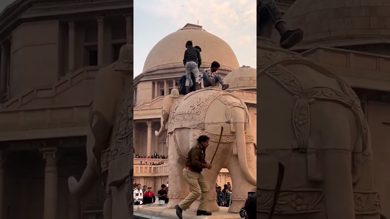Lucknow ka Ambedkar park hathi per logo ko police walo ne bajaya park #lucknow #vlogs #like patali k